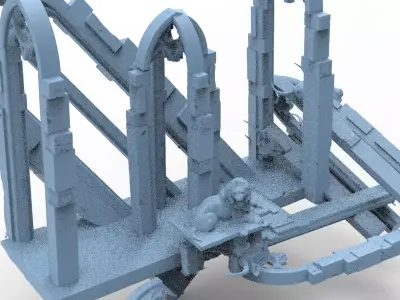 Stone table Ruins castle 3D model