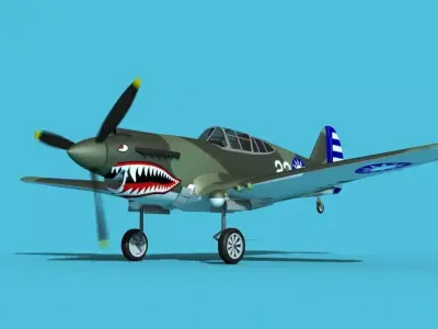 Curtiss P-40B Tomahawk V06 China Flying Tigers 3D model