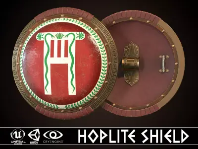 Hoplite Shield Pillar Low-poly 3D model