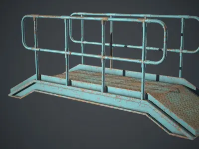 Industrial Metal Platform 2 PBR Game Ready Low-poly 3D model