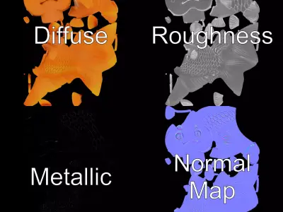 Cheerful Orange Goldfish model pack Low-poly 3D model