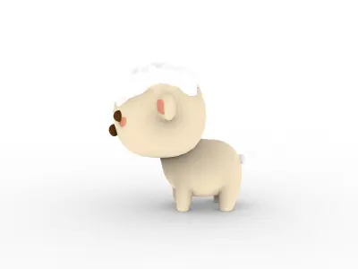Cartoon Sheep v001 character Low-poly 3D model