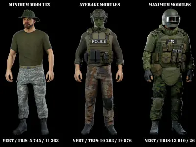 Modular military character 2 Low-poly 3D model