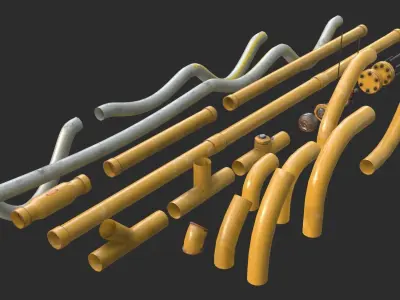 Modular Pipes - Gas Pipeline Low-poly 3D model