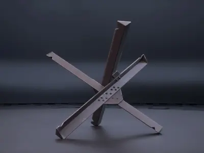 Military Czech hedgehog - anti-tank barrier Low-poly 3D model