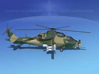 WZ-10 Attack Helicopter V03 Low-poly 3D model
