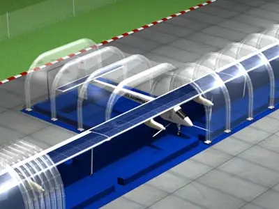 Solar impulse with inflatable hangar 3D model