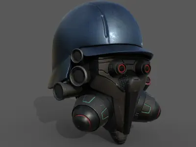 Helmet scifi military combat 3d model soldier armor  Low-poly 3D model