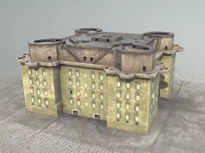 WW2 FlakTurm IV Low-poly 3D model