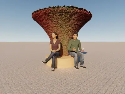 Revit Papyrus Shade Structure Low-poly 3D model