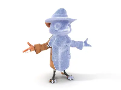 Detective Bird Character Model  Rigged and Animated D Model Low-poly 3D model
