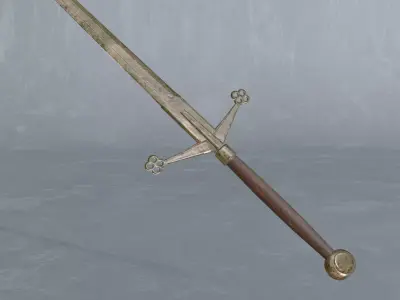 Rusted scottish claymore - two-handed sword - PBR 3D model Low-poly 3D model