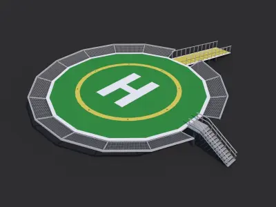3 Helipad - Rooftop Elements Low-poly 3D model
