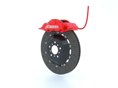 Car brake disc and caliper 3D model