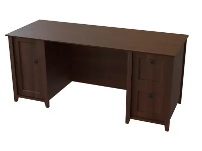 Wooden Desk  Free 3D model purchase