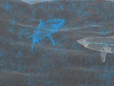 Seaworld two sharks swimming in sea world Low-poly 3D model