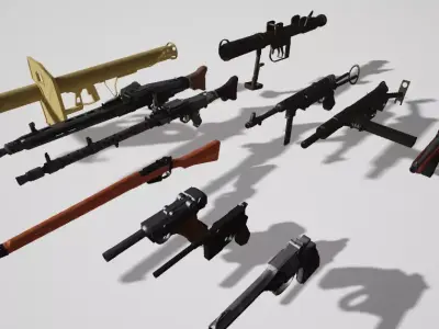 World War 2 Weapon Pack - 11 Weapons Low-poly 3D model