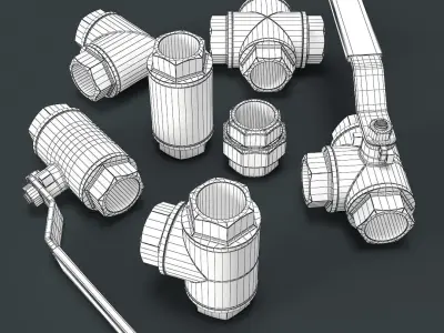 Valve connectors set 3D model