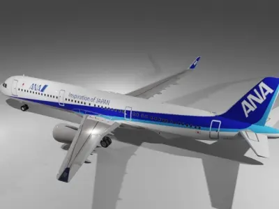 ANA Airbus a321neo 3D Model Low-poly 3D model