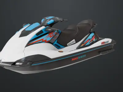 Jet Ski 01 White Generic All PBR Unity UE Textures 3D model