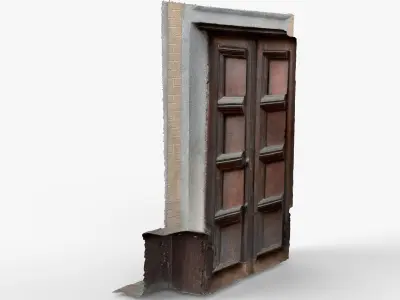 Photorealistic 3D scan of Old Wooden Door Low-poly 3D model