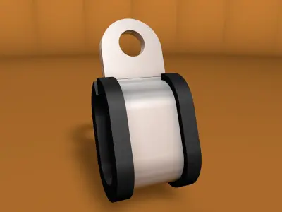 Steel clamp with rubber protection Low-poly 3D model