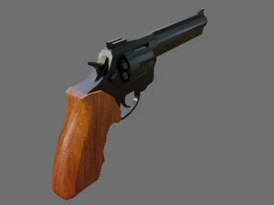 Black Revolver 44 - Wood Magnum Gun - Weapon - Arma Low-poly 3D model