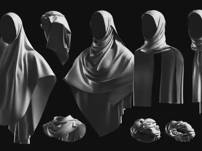 Basemesh Arab Medieval Headwear Collection 3D model