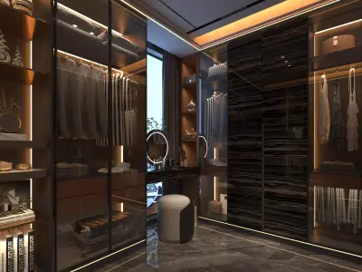 Dressing room Wardrobe closet full Scene  02 3D model