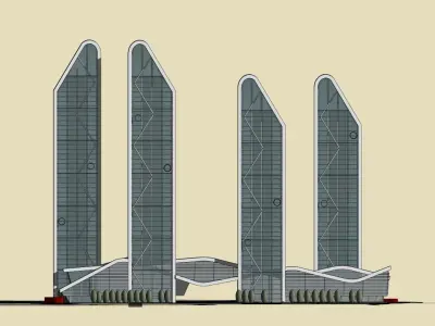 SU model of modern high-rise office building 3D model