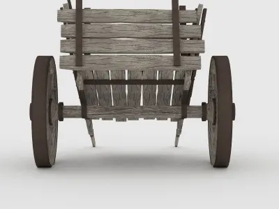 Wooden Cart Free low-poly 3D model