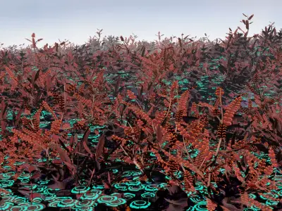 Glowing alien herbs and bushes 7 Low-poly 3D model