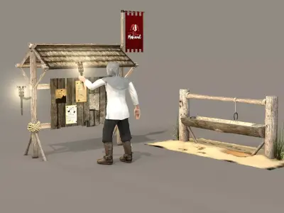 medieval kingdom message board scene 3D model
