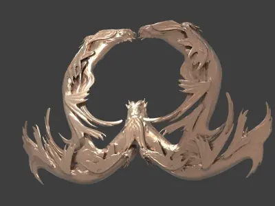 Ocean Dragon arch full low poly version  Low-poly 3D model