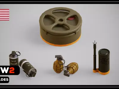 US WW2 Explosive equipment Low-poly 3D model