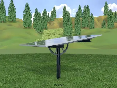 Agricultural photovoltaic solar-power-system with animation 4m Low-poly 3D model
