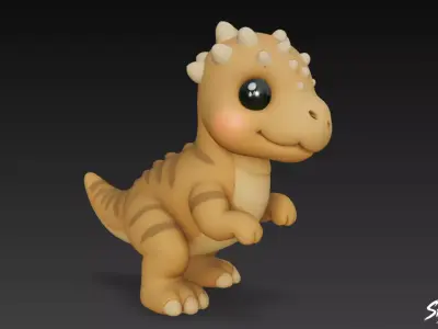 Cartoon Plush Pachycephalosaurus Low-poly 3D model