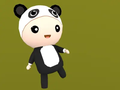 Chibi Panda Animated For Games Free low-poly 3D model