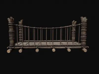 Modular Darkwood Bridge Low-poly 3D model