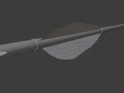 Realistic Arrow Game Ready rocket with golden tip Low-poly 3D model