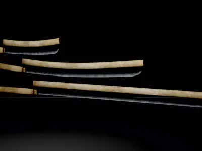 Shirasaya Japanese Weapon - Clean and Dirty low-poly 3d model Low-poly 3D model