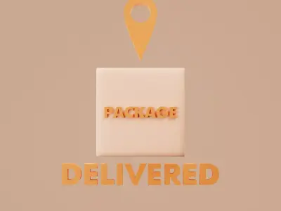 3D Illustration package delivered to location 3D model