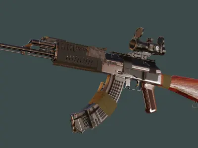 AK 47 Dual Laser Sight with IR Illuminator Low-poly 3D model