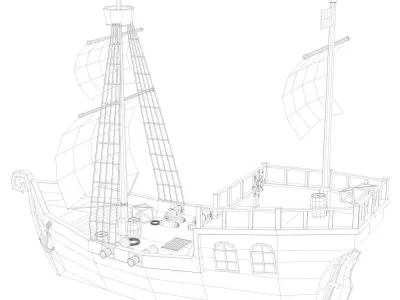 Low Poly Pirate Ship Low-poly 3D model