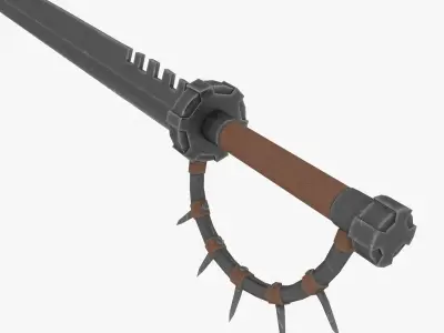 Sword with a spiked handle Low-poly 3D model