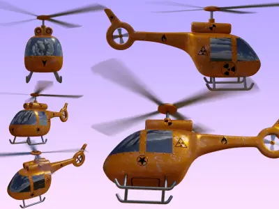 Heli Copter Low-poly 3D model