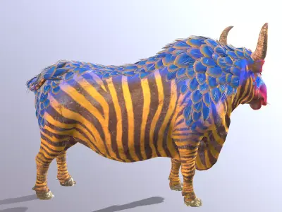 Mythical Zebra COW SHAKING butt IDLE 3D model