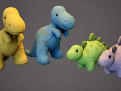 Dinosaur Plush Toys - PBR Game Ready - LOW POLY Low-poly 3D model