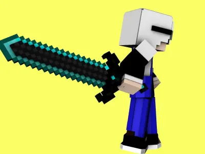 Minecraft Dark Diamond Sword FREE 3D Model Free 3D model Free 3D model