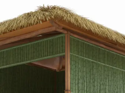 Bamboo Panel Gazebo with Side Walls Green 3D model